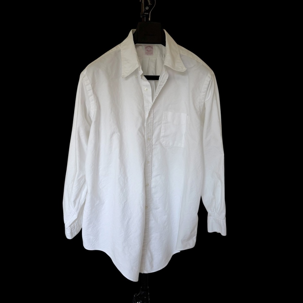 Vintage Brooks Brothers Makers White Supima Cotton Oxford Shirt 17.5-3 Made USA